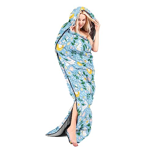 AILONEN Mermaid Scales Print Camping Sleeping Bag,Lightweight & Waterproof,3 Season Warm & Cool Weather,Portable Bags for Girls Women Travelling,Outdoors - color: Bunny2
