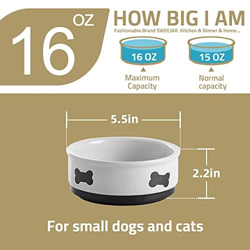 Sweejar Ceramic Dog Bowls with Bone Pattern, Dog Food Dish for Medium Dogs, Porcelain Pet Bowl for Water 35 Fl Oz (Purple) - color: Purple, style: Bone Pattern,6.8"x 2.9"(35 Fl Oz)