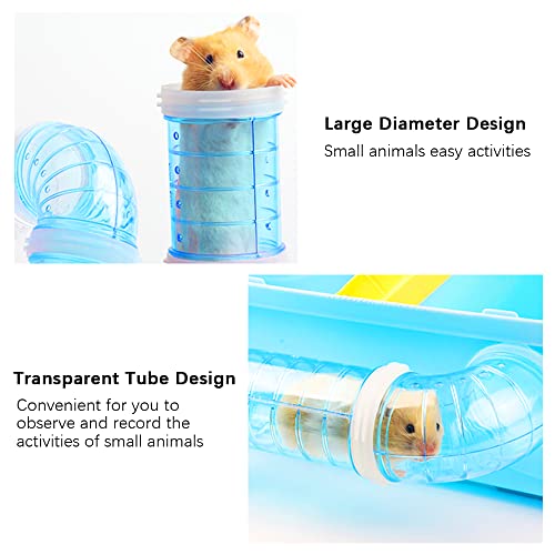 2 Hamster Tube Kits, DIY Hamster Tunnel Adventure with External Pipe, Transparent Connection Track for Rat, Mouse & Small Animal Sports, Expand Cage Space - color: Blue