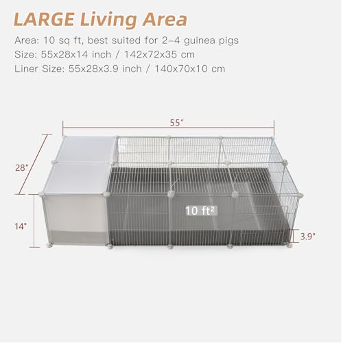 Corrugated Plastic Guinea Pig Cage Liner 55x28x3.9inch for 4x2 14inch Panels Grids Rabbit CNC Cage Liner