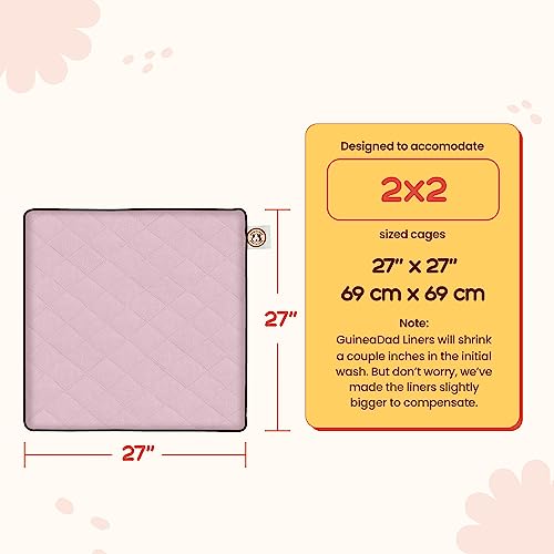 GuineaDad Premium Liner – Fleece Guinea Pig Cage Liner – Ultra-Plush Reusable Fleece Bedding with Waterproof Bottom – Extra Absorbent Liner for 2x2 C&C (Blush) - size: C&C 2x2