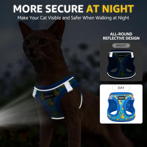 SCENEREAL Cat Harness & Leash Set Escape Proof - Adjustable Air Mesh Vest with Reflective Strips for Kittens, Puppies, Rabbits, Duck S - color: Duck, size: Small(Fit Chest 11.3-12.5in)