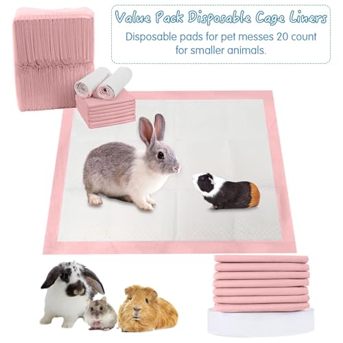 Tfwadmx Rabbit Pee Pads 20 Pcs 18"× 13" Disposable Cage Liners Leak-Proof Super Absorbent Potty Training Pad for Puppy Guinea Pigs Hedgehog Hamsters Chinchillas Cats and Other Small Animals - size: 20 Pcs-18" x 13" (Pink)