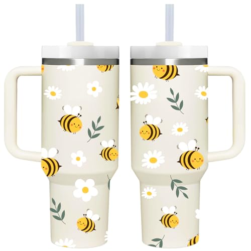 AMZUShome Bee Gifts.40oz Bee Tumbler with Handle.Bee Lover Cup Gift.Birthday Christmas Bees Tumblers Gift for Women Men. - style: Bee