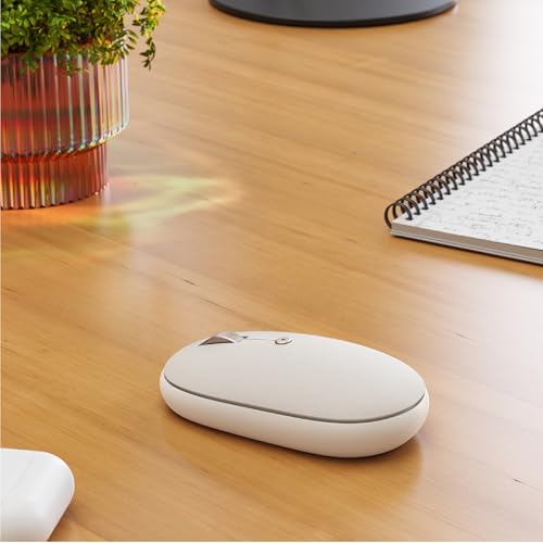Satechi OntheGo Bluetooth Mouse, Connect Up to 3 Devices, for Laptop, Sand | USB-C rechargeable battery, compact & portable, for laptop, computer, tablet - color: Sand