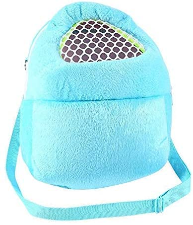 Litewoo Sugar Glider Carrier Travel Bag, Breathable Portable Pouch (Blue) | 8.7x10.6in, adjustable shoulder strap, cross-body carry, warm plush, breathable mesh top, for small animal/hamster/guinea pig - color: blue