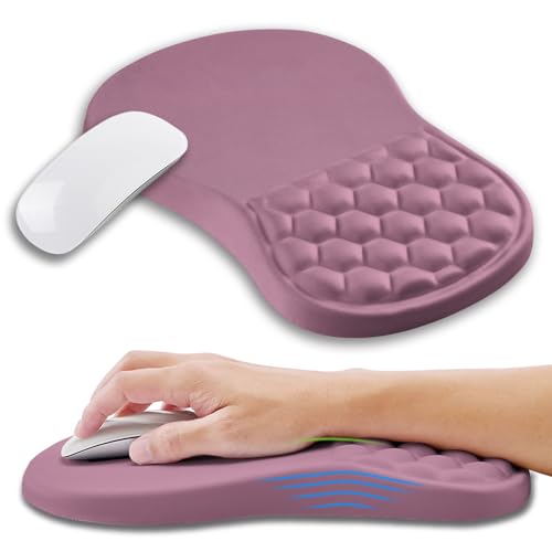 Ergonomic Mouse Pad Wrist Support with Memory Foam Massage Bulge, Carpal Tunnel Pain Relief Mousepad Wrist Rest for Mouse(12x8 inch, Dark Pink) - color: Kg020-dark Pink