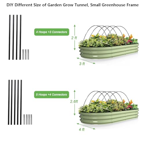 Garden Hoops Grow Tunnel, 6 Sets of 7FT Greenhouse Row Cover Hoops, 30pcs | Rust-Proof Fiberglass Frame for Raised Beds, Garden Netting, Small Greenhouse Kit, DIY Plant Support Garden Stakes