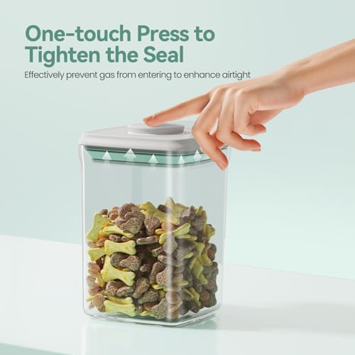 Dog-Cat POP Treat-Airtight jar-Container - 1.3 Qt/1.2 L and 2.2 Qt/2 L (2PC) | Stackable One-Touch Opening | For Snacks Candy Salt Herbs Spices | BPA-Free - color: AS 1.3Qt+2.2Qt