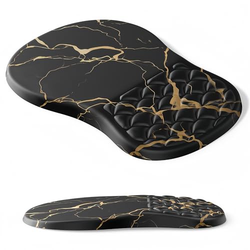 Ergonomic Mouse Pad Wrist Support,Black Barble Wrist Rest Mousepad for Carpal Tunnel Pain Relief,Integrated Memory Foam Slope Massage Bulge Design - color: S-01