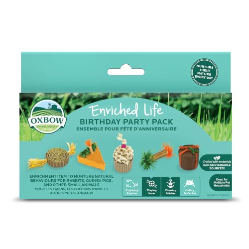 Oxbow Birthday Party Pack, Rabbit & Guinea Pig Toys, Bunny Enrichment Toys | Rabbit Chew Toys, Guinea Pig Enrichment, Guinea Pig Chew Toys, Rabbit Enrichment, Natural Materials, Small Pet Accessories - style: Birthday Pack