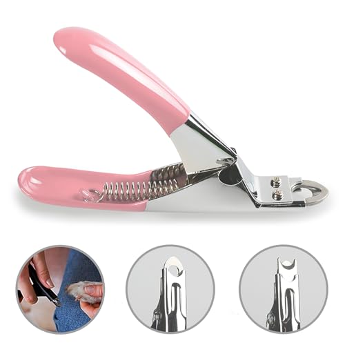 Dog Cat Pets Nail Clippers, Professional Pets Claw Trimmer with Free Nail File, Sharp Stainless Steel Blade, Sturdy Non Slip Handles - for Safe, Professional at Home Grooming - color: Pink