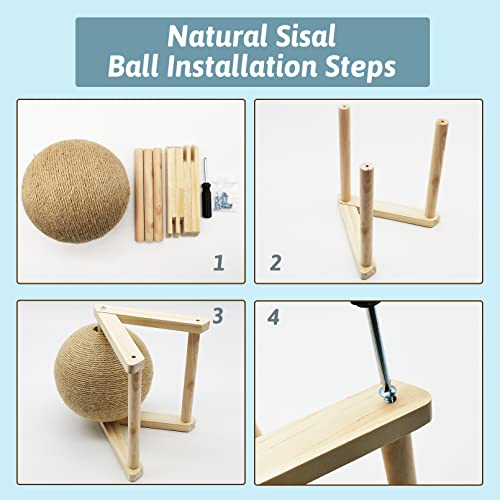 Fhiny Rabbit Scratch Toy, Natural Solid Wood Sisal Scratching Ball for Indoor Kittens, Claws Scratching Ball for Kitten Bunny Guinea Pig Chinchilla Ferret or Other Small Animals (Small) - style: Small Scratch Toy