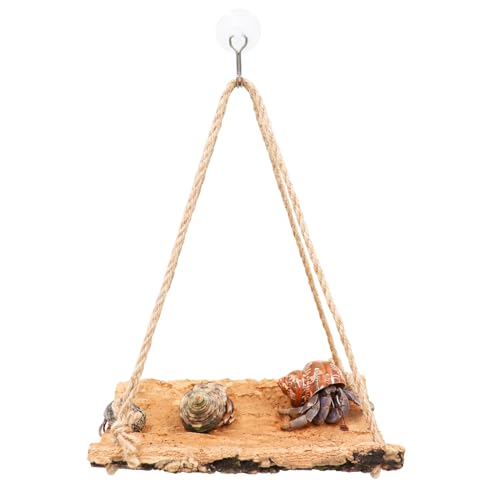 Oooct Hermit Crab Climbing Toy, Natural Wooden Reptile Swing Toy, Pet Cage Tank Aquarium Accessories for Hermit Crab Lizard Chameleon Hamster Guinea Pig Chinchilla Bird Parrot - size: Medium-7.8 × 5.9 Inch