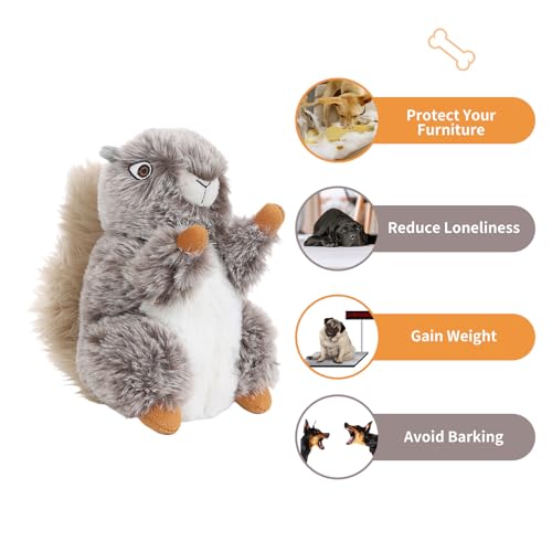 DODODOLA Dog Toys Plush Squirrel Stuffed Animals Chew Toy Soft Squeaky Gift for Small Medium Big Large Dogs Pet - color: Brown Squirrel
