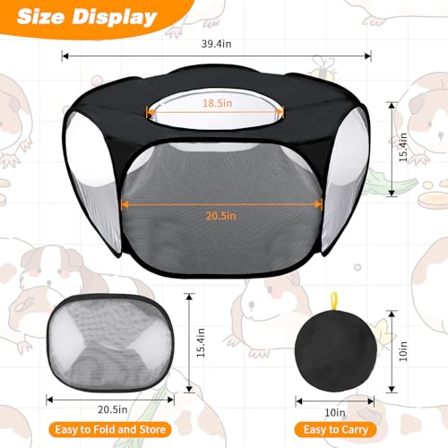 Rypet Guinea Pig Playpen Pop-Up, Outdoor Yard Fence for Pets,Tent Black | Breathable 360° Mesh View, Pops Open Fast, 47 x 15 in Play Space, Folds Flat for Travel, Rabbits Hamsters Hedgehogs - color: Black, style: Enclosed Playpen