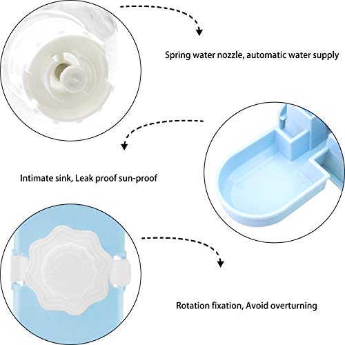 Rabbit Water Bottle,17oz Automatic Rabbit Water Bowl Dispenser Hanging Small Animal Water Bowl No Leak Water Feeder for Bunny Chinchilla Guinea Pig Hedgehog Hamster Ferret