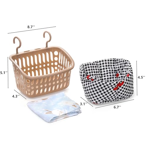 2 Pack Rat Hammock for Cage, Chew Proof Small Animal Hanging Basket Bed with Hooks, Chinchilla Hideout Ferret Cage Accessories for Guinea Pig, Hamster, Sugar Glider, Hedgehog