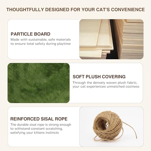 26-in-1 Cat Wall Shelves with Cat Tree, 40''L Tunnel, Moon, Green | Wall Mounted Cats Furniture Set with Plush Fabric, Cat Climbing Systems for 16 Inch Drywall, with Scratching Posts, Bridge - color: Green, size: 26-in-1