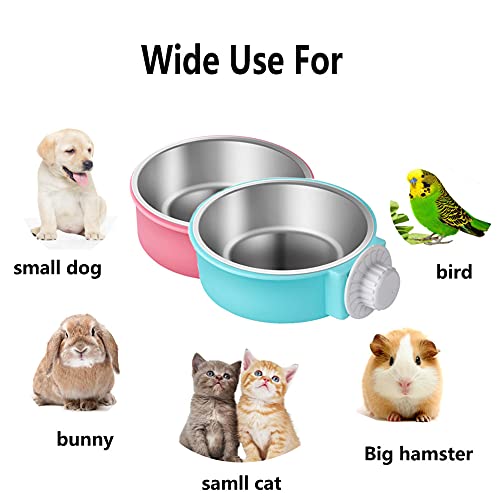 Rabbit Bowls Set, Big Pet Bunny Food Bowls Small Animals Cage Bowl and Stainless Steel Hanging Water Food Feeder Bowls for Big Bunny Food Dish (4 PCS) | 4 Pieces Stainless Steel Hanging Create Water Food Feeder Bowls for Big Bunny Food Dish - color: 4 PCS