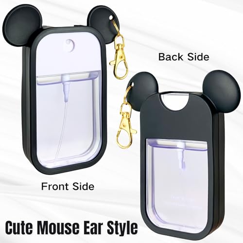 Mouse Design Silicone Case Compatible with Touchland Hand Sanitizer Spray 1 fl oz, Silicone Protective Case Holder with Keychain for Power Mist and Glow Mist, Black - color: Black