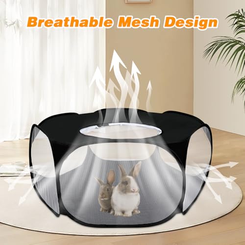 Rypet Guinea Pig Playpen Pop-Up, Outdoor Yard Fence for Pets,Tent Black | Breathable 360° Mesh View, Pops Open Fast, 47 x 15 in Play Space, Folds Flat for Travel, Rabbits Hamsters Hedgehogs - color: Black, style: Enclosed Playpen