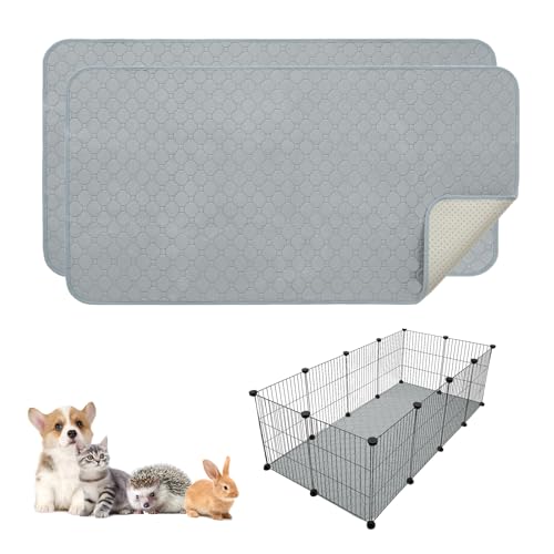 PAWCHIE Guinea Pig Cage Liners, Washable Guinea Pig Bedding for Midwest Cage 2 Pack 27"X14", Reusable Anti Slip Waterproof, Absorbent Guinea Pig Pee Pad for Small Animal, Rabbit, Bunny, Chinchilla - size: 36x69cm/14x27in(Pack of 2)