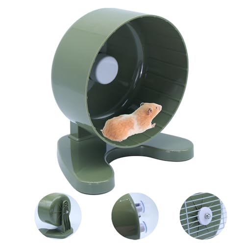 Hamster Wheel, 6.5" Super-Silent Exercise Wheels, Dual-Bearings Quiet Spinner Running Wheels, 3 Installation Methods, Fits Any Hamster Cage, Hamsters Toy for Dwarf Hamsters, Gerbils, and Small Pets. - color: Green, size: Small