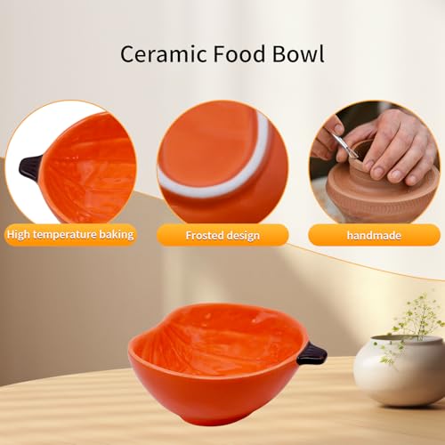 Small Guinea Pig Food Bowl Pumpkin-Shaped Cute Ceramic Hamster Water Bowl Ferret Rat Chinchilla Rabbit Feeding Dish Young Animal Feeder(Brown) - color: Brown