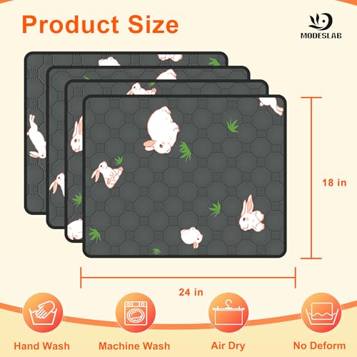 4-Pack Guinea Pig Cage Liner, 18in x 24in Fast Absorption Washable Bedding Pee Pads for Dogs Puppy Rabbit Small Animal Cage Mat, Leakproof & Non-Slip - color: Gray, size: 18" x 24", 4pcs
