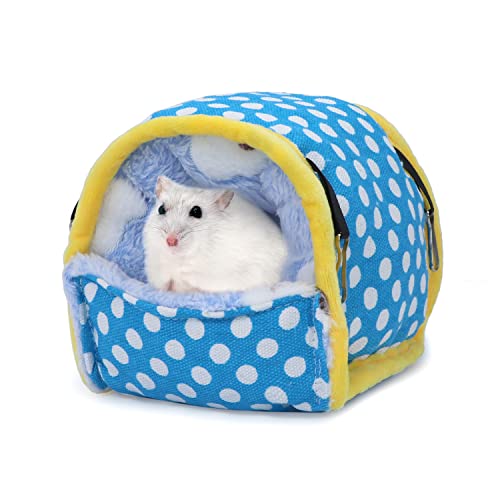 Wontee Hamster Bed Hideout Sugar Glider Hammock Small Animal Warm Bed House for Hamsters Hedgehogs Sugar Glider Gerbils Mice (Medium, Blue) - color: Blue, size: Medium