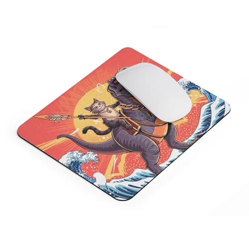 Mousepad Warrior Cat Riding Dinosaur with Spear Epic Fantasy Creature Battle Scene Unique Funny Desk Accessory Colorful Computer Mouse pad Novelty Gaming Mouse Mat Cool Office Decoration Retro - color: Warrior Cat