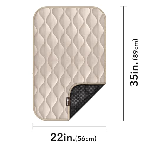 Paw Inspired Washable Padded Crate Mats for Dogs, Beige, 35x22 Inch | Fits 36-inch Kennels, Leakproof, Waterproof Bottom, Plush Dog Pad, Pet Bed - color: Tan, size: 36 Inch