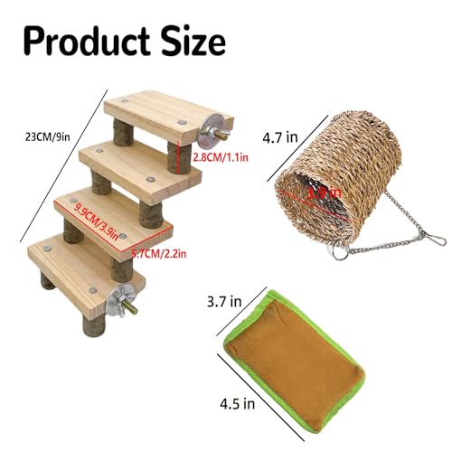 Hamiledyi Hamster Climbing Toys Wood Hanging Hammock Ladder Set Toys Cage Accessories for Syrian Hamster Gerbil Mice