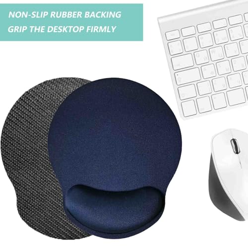 Mouse Pad with Wrist Support, Ergonomic Mouse Pad with Memory Foam Wrist Rest Cushion, Non-Slip Rubber Base Gaming Mice Pad for Home Office Computer Laptop, Navy Blue - color: Navy blue