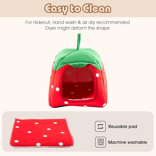 Avont 2 Pack Guinea Pig Tunnel & Hideout, Small Animal Bed | Soft Washable Fleece Hideout for Guinea Pigs, Chinchillas & Hamsters - Fruit or Animal Shape