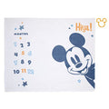 Disney Mickey Mouse White, Blue, and Orange Super Soft Milestone Baby Blanket - color: Mickey Mouse White, Blue, and Orange