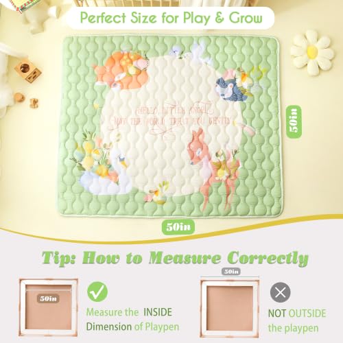 Viviland Baby Mats for Floor, 50x50 Inch Playpen Mat, Thick Playmat for Baby and Toddlers Infants, Non-Slip & Machine Washable, Forest Animals - color: Forest Animals, size: 50" X 50"