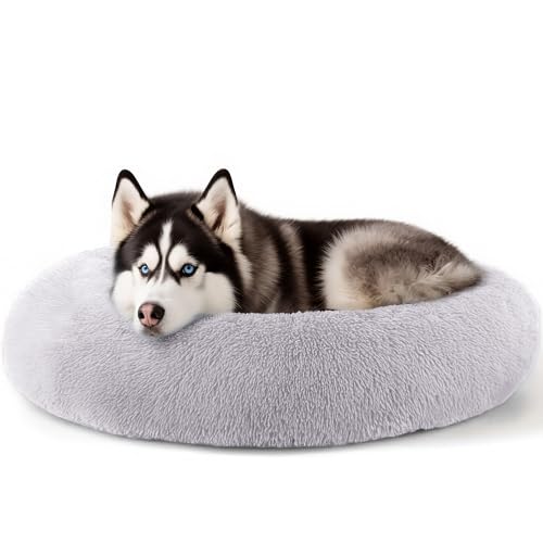 Extra Large Dog Beds, 36 Inch Human Dog Anxiety Relief Comfort Bed, Indestructible & Chew Proof Pet Beds (Light Grey) - color: Light Grey, size: 36.0"L x 36.0"W x 8.0"Th