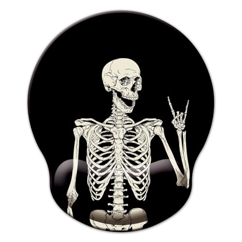 Mouse Pad with Wrist Support, Ergonomic Mouse Pad with Memory Foam Wrist Rest Cushion, Non-Slip Rubber Base Gaming Mice Pad for Home Office Computer Laptop, Human Skeleton - color: L-human skeleton