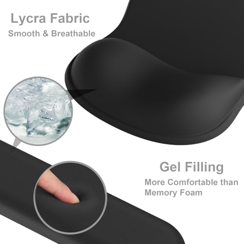 Ergonomic Mouse Pad with Wrist Rest and Keyboard Wrist Rest, Gel Mousepad | Wrist Rest for Computer Keyboard, Pain Relief, Non-Slip PU Base, Gel Mouse Pad with Wrist Support for Gaming, Office - color: Black