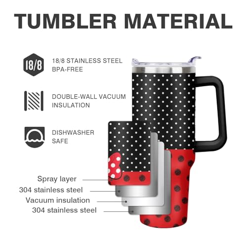 40oz Cartoon Mouse Tumbler with Handle and Straw Lid | Stainless Steel Insulated Tumbler, BPA FREE Travel Coffee Mug Cup for Car Cold and Hot - Birthday, Christmas Gift - color: Bow Tie, size: 40 Ounces