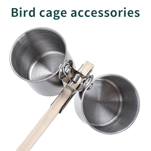 TBWHL Parrot Feeding Cups Hanging Pet Animal Stainless Steel Birdcage Bowls Bird Bowls for Cage Parakeet Birds Cage Accessories Suitable Small and Medium Bird S