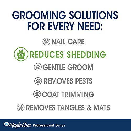 Four Paws Magic Coat Professional Series Grooming Essentials - Trimmers, Nail Clippers, and Brushes for Pets | Cat de-shedding brush, removes loose hair, smoothes coat, designed with a curved head, ergonomic handle