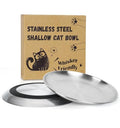 Supet Cat Plates Whisker Friendly, Non Slip Dish for Wet Food, Shallow Wide Flat Bowls Stainless Steel Metal for Indoor Cats, Kitten, Small Dog (13Oz, 2Pcs) - size: 2Pcs