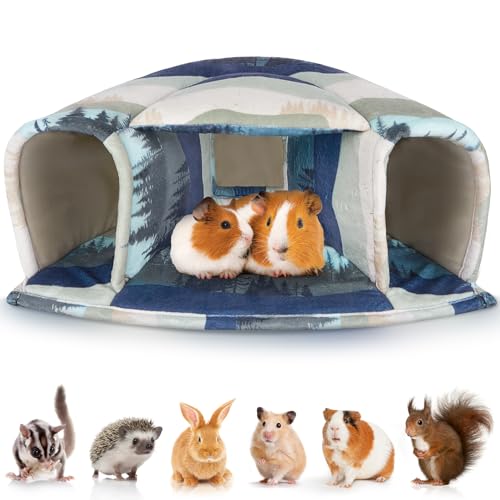 Unicorn Catcher Washable Guinea Pig Hideout Large Cozy Bed for Small Pets | Warm Plush Pet House Featuring A Semi-Closed Design For Hamsters Chinchillas And Bunnies To Sleep In Secure Comfort - color: Blue-green Mountains