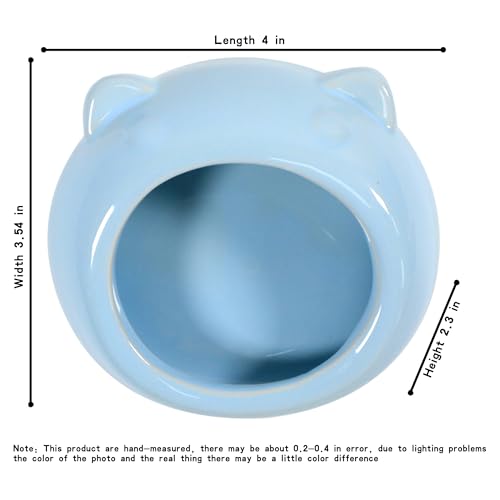 Ceramic Small Pet Hamster Food Bowl – Spill-Proof Guinea Pig & Hedgehog Dish – Durable, Easy to Clean, Non-Tip Design for Small Pets (Blue) - color: Blue