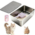 Large Stainless Steel Cat Litter Box, High Sides No-Splash,1 Pack | Easy Clean Non-Stick Pan For Adult Cats or Kitty/Kitten, Rust-Proof, No Smell, Easy to Clean