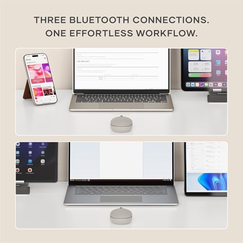 Satechi OntheGo Bluetooth Mouse, Connect Up to 3 Devices, for Laptop, Sand | USB-C rechargeable battery, compact & portable, for laptop, computer, tablet - color: Sand