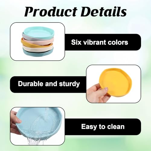 6 Pack Plastic Water Feeder Bowl Small Reptile Food Dish Bowl Reusable Worm Water Dish Plate Small Reptile Feeding Dishes for Lizard Gecko Bearded Dragon Chameleon Hermit Crabs 4" W x 4" D x 0.5" H